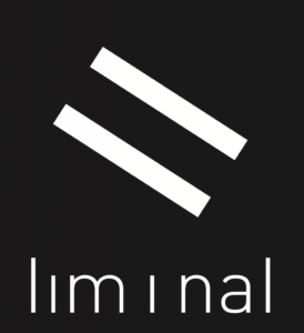 σε μαύρο φόντο δύο παράλληλες διαγώνιες γραμμές σχηματίζουν το logo της liminal